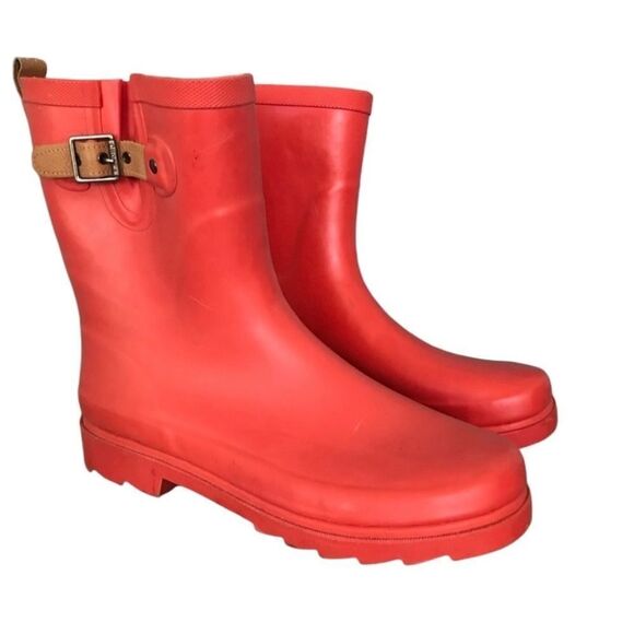 Chooka Tulip Red Women's Waterproof Durable Mid Height RAIN Boots Size 6 - Picture 1 of 8